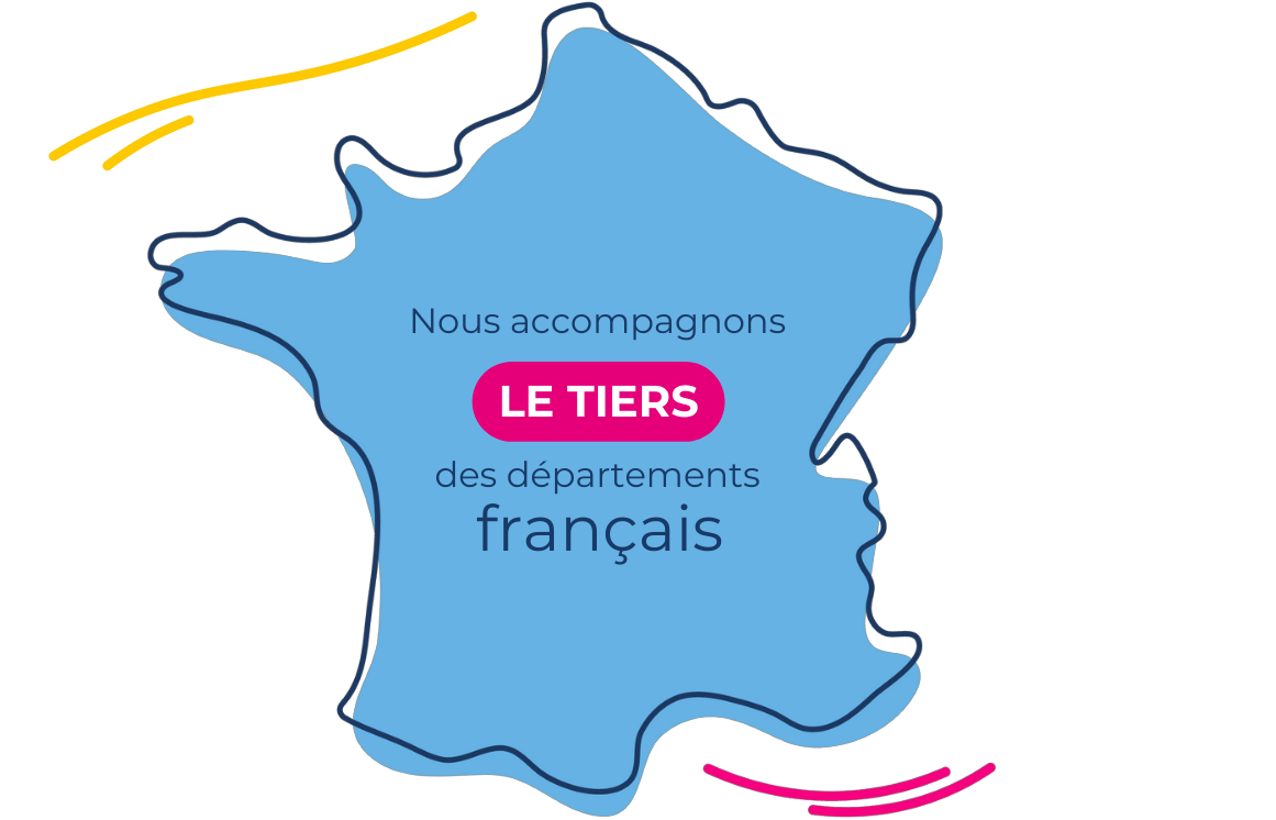 Carte de France des départements que Domiserve accompagne sur le CESU.